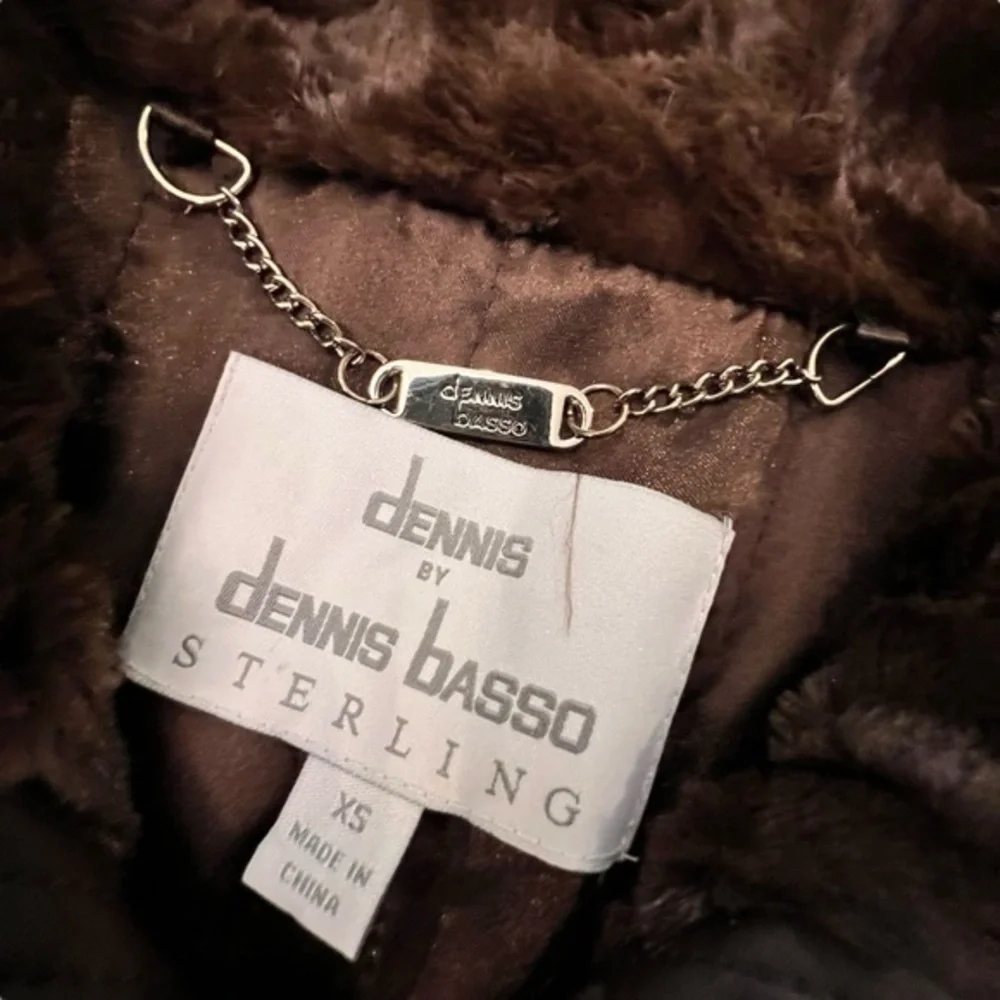 NWOT Dennis Basso Sterling Brown Faux Fur Jacket 2‎ in 1 Zip-Off Sleeve XS COZY